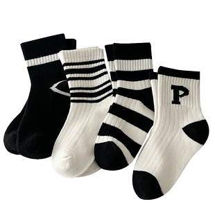 【清仓】儿童袜子春夏薄学生纯棉男童中筒P字女童全棉秋冬宝宝袜