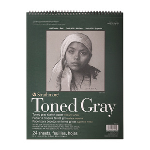 美国进口Strathmore丝蒂摩暖棕冷灰素描彩铅速写多用途绘图本纸
