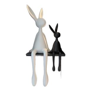 创意卡通长耳朵坐姿兔子摆件现代样板房客厅玄关电视柜家居装饰品