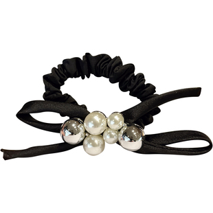 气质高级感珍珠发圈女复古小肠发绳百搭蝴蝶结头绳马尾丸子头发饰