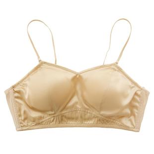 有致双面真丝内衣女舒适薄款桑蚕丝抹胸式防走光三角杯美背文胸