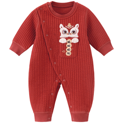 婴儿冬季保暖夹丝连体衣