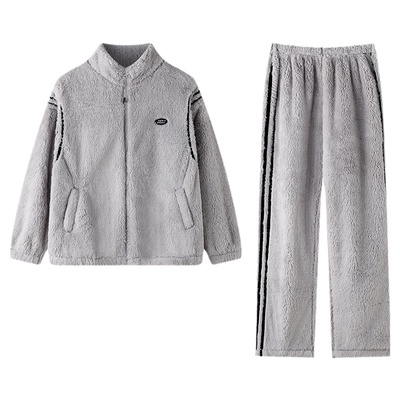 加厚珊瑚绒秋冬季情侣睡衣套装