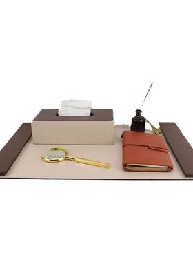 现代简约餐垫书垫皮革写字板创意摆件样板间办公室书桌垫软装饰品