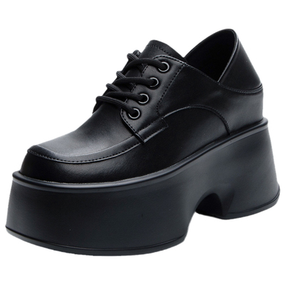 两穿小皮鞋系鞋带内增高11松糕鞋