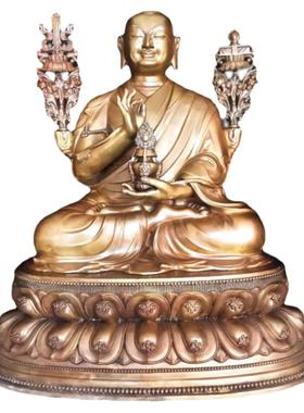 长寿宗喀巴10cm中正造像红铜摆件