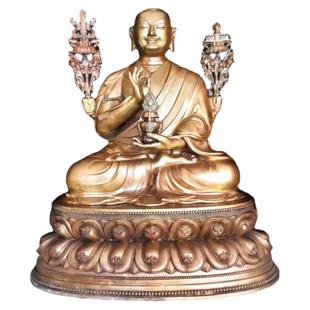 长寿宗喀巴10cm中正造像红铜材质支持金银铜定制工艺品桌面摆件