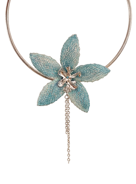 星蓝花笺~清冷感绿色花朵项链