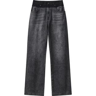 播商场同款质感牛仔裤女春秋可露丽美式高街直筒裤BDR3KD1851