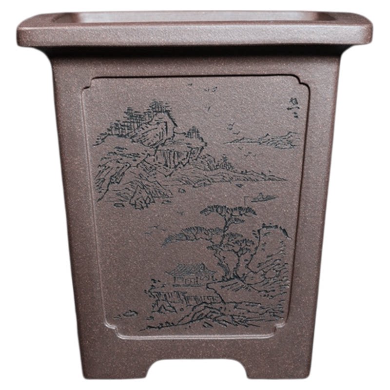 工艺美术师刘浩刻绘紫砂兰花盆