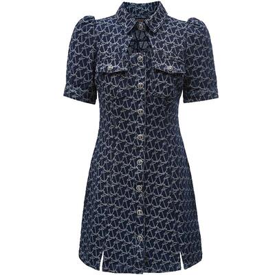 VeroModa海军风连衣裙翻领镂空