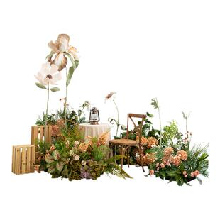 拍照花艺场景布置大型纸花绿植造景网红打卡背景花束高级橱窗摆件