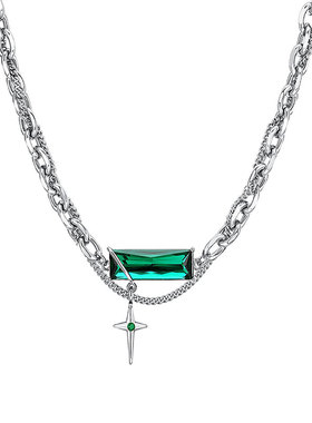 EBYG绿野微光项链ins嘻哈冷淡风小众高级感拼接古巴链送男友礼物