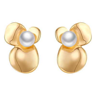 BRI.R/佰色传情S925银淡水珍珠山茶花轻奢耳钉耳环耳饰两色可选