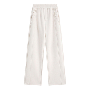 主曼白色醋酸羊毛裤子女秋冬2025新款高腰休闲裤小个子窄版阔腿裤