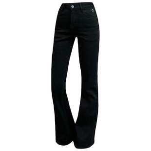 2024冬新款JEANS阿凡牛67664加厚植绒底爱心刺绣显瘦牛仔微喇叭裤