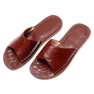 高档水牛皮拖鞋夏季男士情侣家居家用全真皮防滑室内地板凉拖鞋女