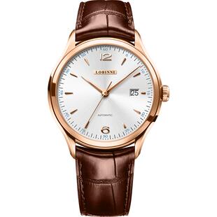 罗宾尼新款简约男士手表男款超薄全自动机械表大表盘商务防水男表