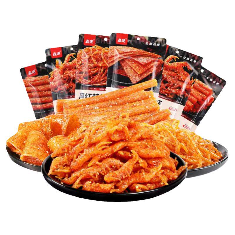 森吧网红辣条拉丝辣片辣棒素口味面筋制品