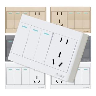 锦迈明装开关插座墙壁家用三开五孔充电灯带一体二三孔单双控面板