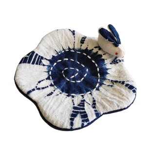 布茗堂 蓝染立体小动物卡通萌宠布艺杯垫 手工扎染刺绣纯棉茶杯垫