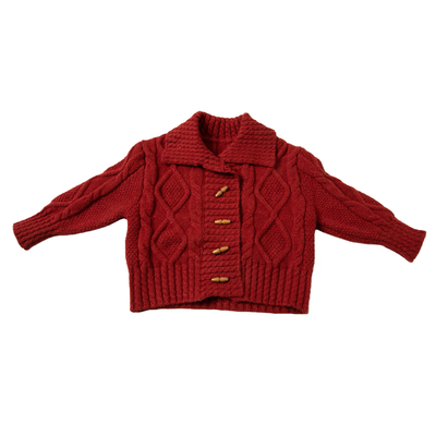 女宝宝冬装洋气木扣开衫毛衣