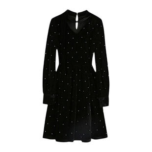 【自制款】大码胖mm春季新品赫本风黑色晚礼服丝绒连衣裙200斤