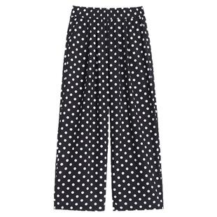 波点阔腿裤女夏季薄款高腰休闲冰丝小个子八分裤雪纺九分直筒裤子