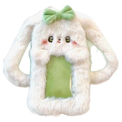 可爱兔子毛绒卡套女学生高颜值防消磁饭卡公交卡通用卡套背包挂件
