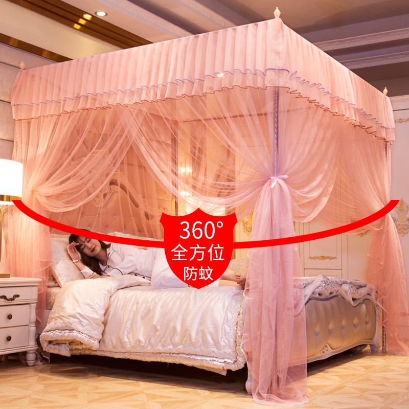 落地蚊帐家用2025年新款卧室支架杆加粗加厚三开门蒙古包纹帐床幔