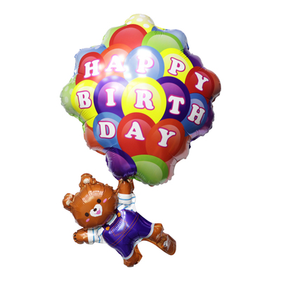 棕色小熊降落伞热气球铝箔卡通