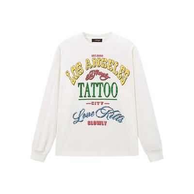 Ed Hardy埃德哈迪2026春季新款闪粉烫钻女士长袖T恤E1SAW249