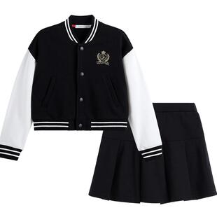 英氏女童棒球服半身裙套装春秋款儿童运动休闲中大童时尚洋气秋装