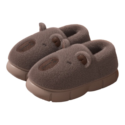 卡皮巴拉厚底棉拖鞋女可爱包跟