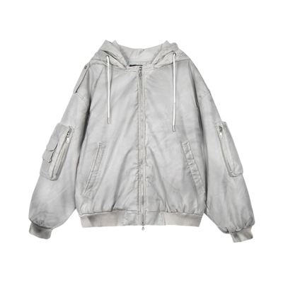 BrokenMoon脏染做旧棉服外套