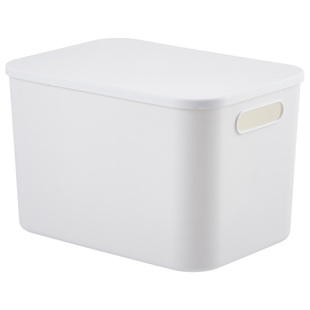 加厚收纳盒塑料桌面整理箱零食杂物化妆品储物筐带盖子防尘置物篮