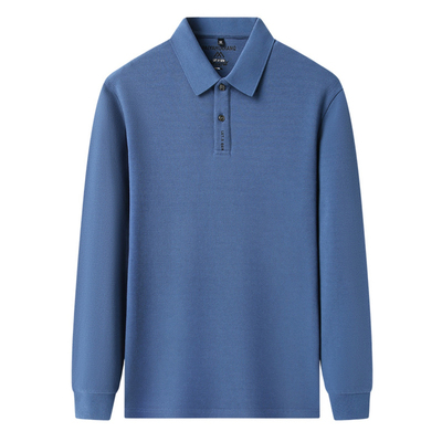 皮尔卡丹男士长袖T恤春秋季纯棉翻领POLO衫商务休闲轻奢高级上衣