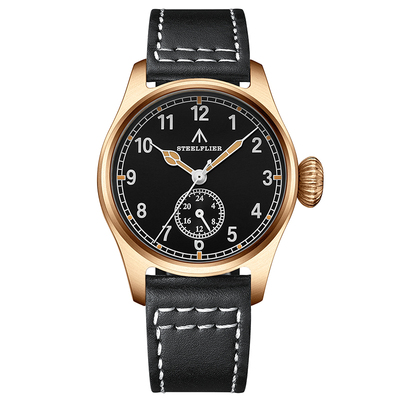 小秒表盘青铜石英扫秒复古夜光