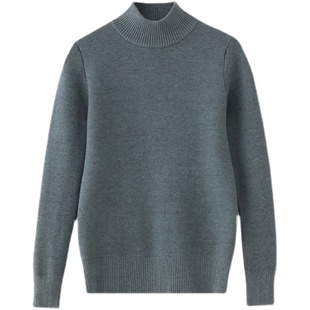 半高领加绒毛衣女加厚一体绒修身内搭秋冬大码中领保暖针织打底衫