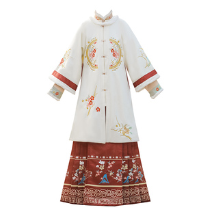 新款明制汉服女冬季原创国风过年对襟衫外套汉元素改良古装马面裙