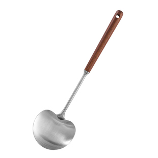 胡桃木蘑菇铲子304不锈钢小锅铲家用炒勺铁锅铁铲炒菜的勺子套装