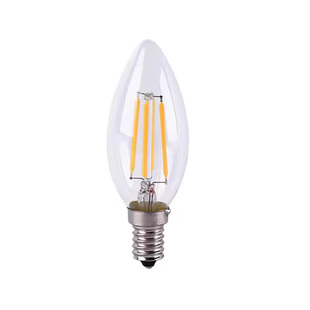 led钨丝灯泡蜡烛灯泡e14小螺口2W4W6W爱迪生尖泡拉尾泡水晶灯光源
