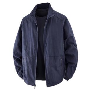 吉普外套男款春季立领薄款宽松上衣中老年爸爸春装休闲运动夹克男