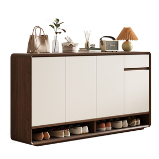 实木鞋柜家用门口收纳架靠墙一体入户室内新款2026走廊楼道外鞋架