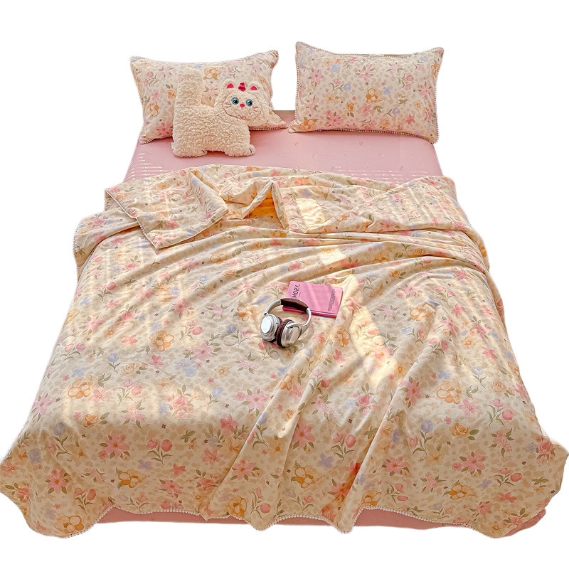 纯棉全棉空调被夏凉被可机洗水洗薄款被子儿童夏被被芯单人双人