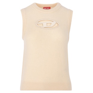 DIESEL/迪赛 女士镂空LOGO无袖套头针织衫上衣银泰百货 300217