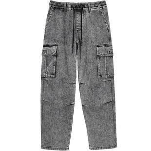 907杰克琼斯男装阔腿裤logo皮标牛仔裤长裤子男款男士25年秋