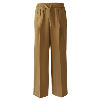 UGENTLE长裤系绳高腰棉麻休闲裤