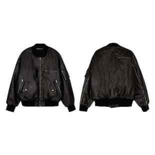 Grailz 24ss 皮质侧拉链飞行夹克Bomber棉服机能韩国vibe风小众