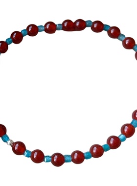 天然红玛瑙撞色手串复古手饰手链